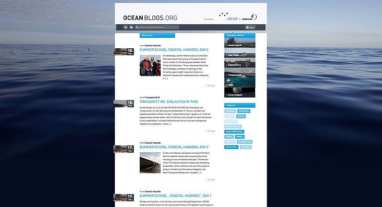 Oceanblogs.org summarizes the blog activities of Kiel Marine Sciences on a single portal. Join us to discover!