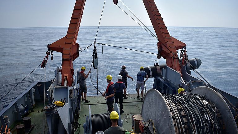 Crew on research vessel Poseidon