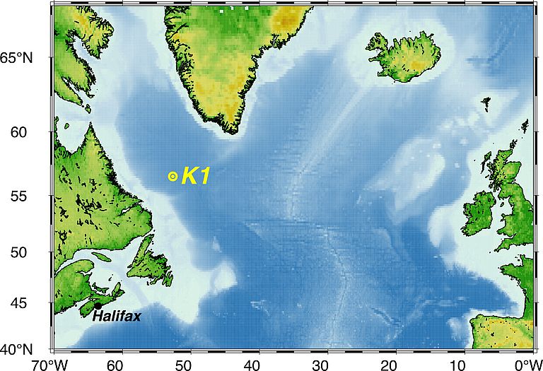 Long-term observing station K1 in the Labrador Sea. Graphics: GEOMAR.