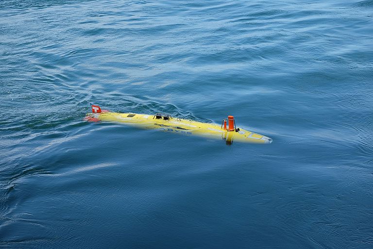 Während Expedition SO244, Leg I, wurde der Meeresboden vor Chile mit dem AUV ABYSS exakt vermessen, um günstige Standorte für das GeoSEA-Array zu finden. Foto: E. Söding, Ozean der Zukunft.