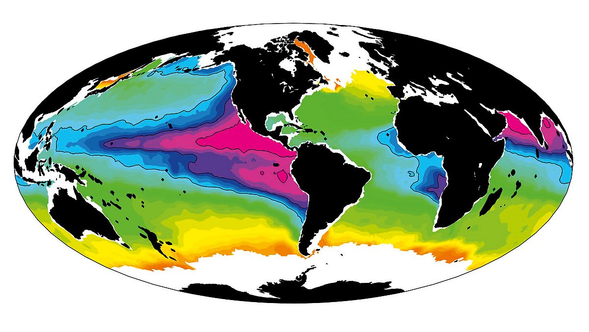 Visualisation of the distribution of oxygen in the ocean