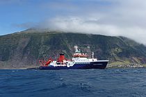 Research vessel MARIA S. MERIAN at the island of Tristan da Cunha 