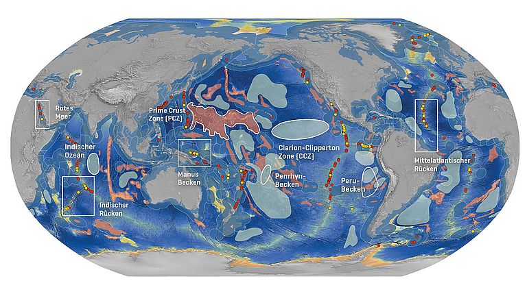 Karte der mineralischen Rohstoffe aus der Tiefsee