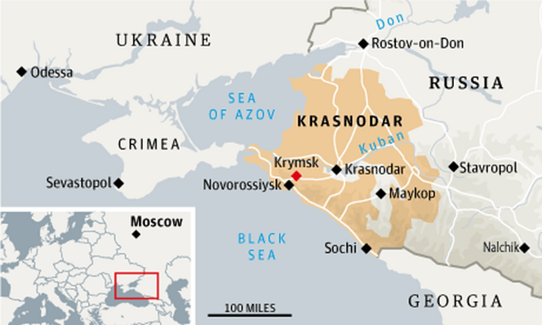 Map of the northeastern Black Sea area. Source: The Guardian.