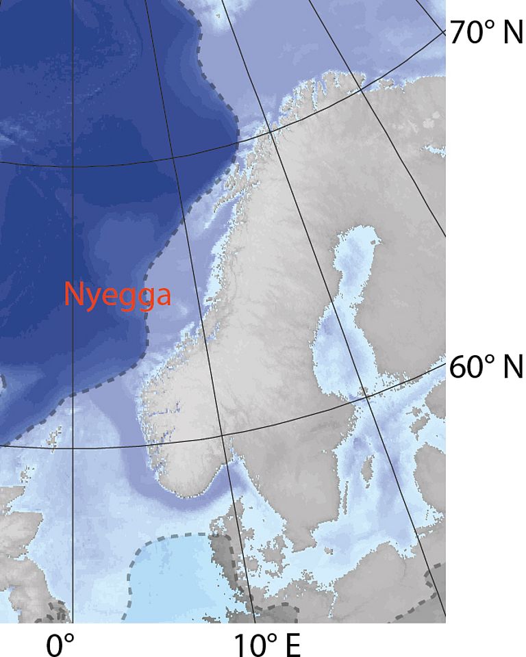 Karte des Nordatlantiks mit Eisausdehnung während der letzten Eiszeit. Karte: Jens Karstens/GEOMAR