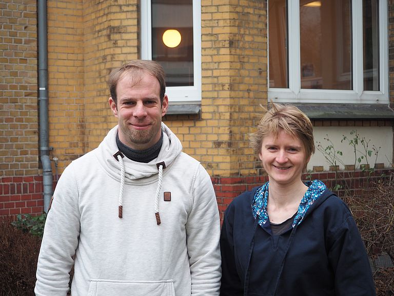 The project coordinators Dr. Rainer Kiko and Svenja Christiansen from GEOMAR. Photo: Trystan Sanders, GEOMAR