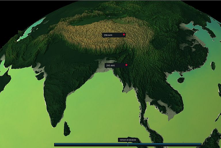 Asien in der Digital Earth Simulation.