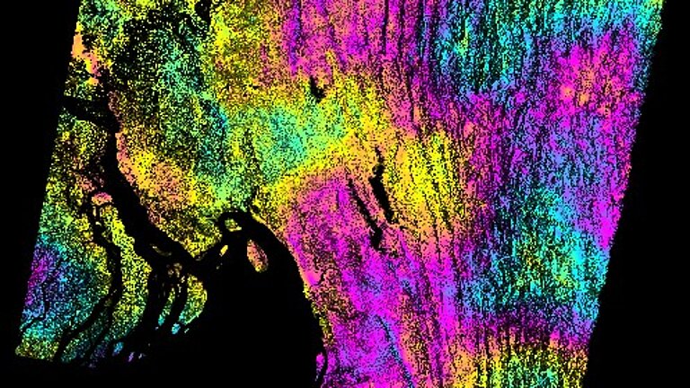 Colourful map on black background