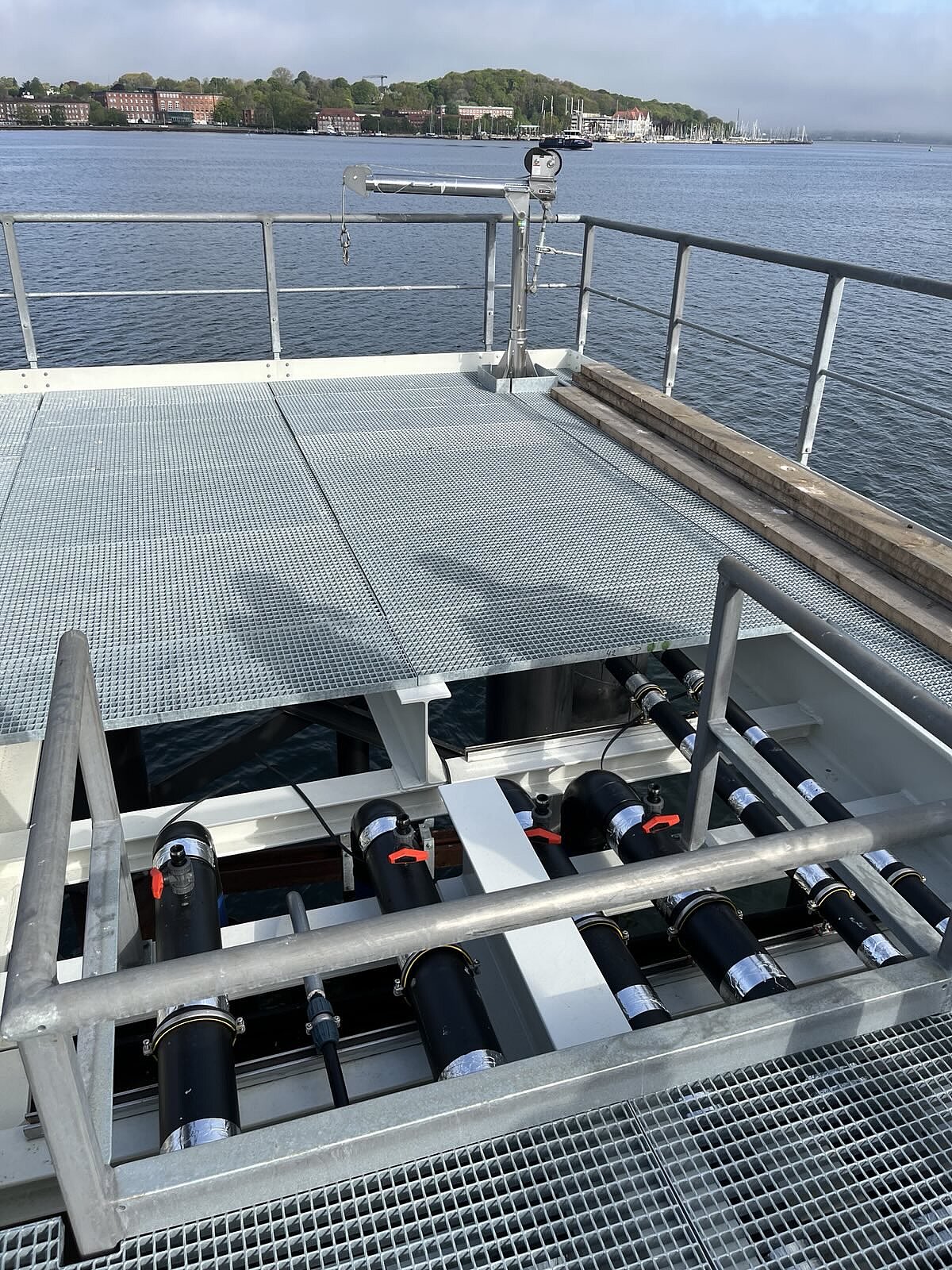 Big black tubes reach into the Baltic Sea