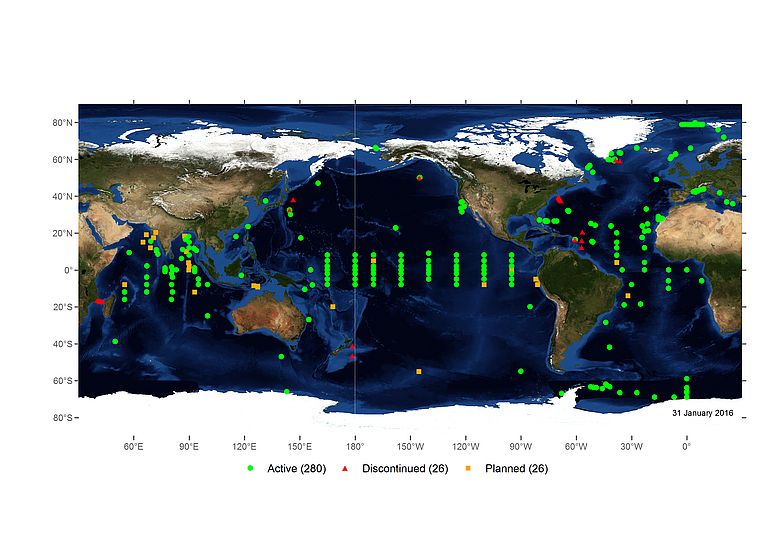 Übersicht über die im OceanSITES-Konsortium vertretenen Ozean-Observatorien. Karte: OceanSITES