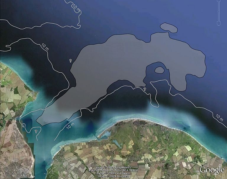 Die Lage des sogenannten Kieler Sees in der heutigen Ostsee.