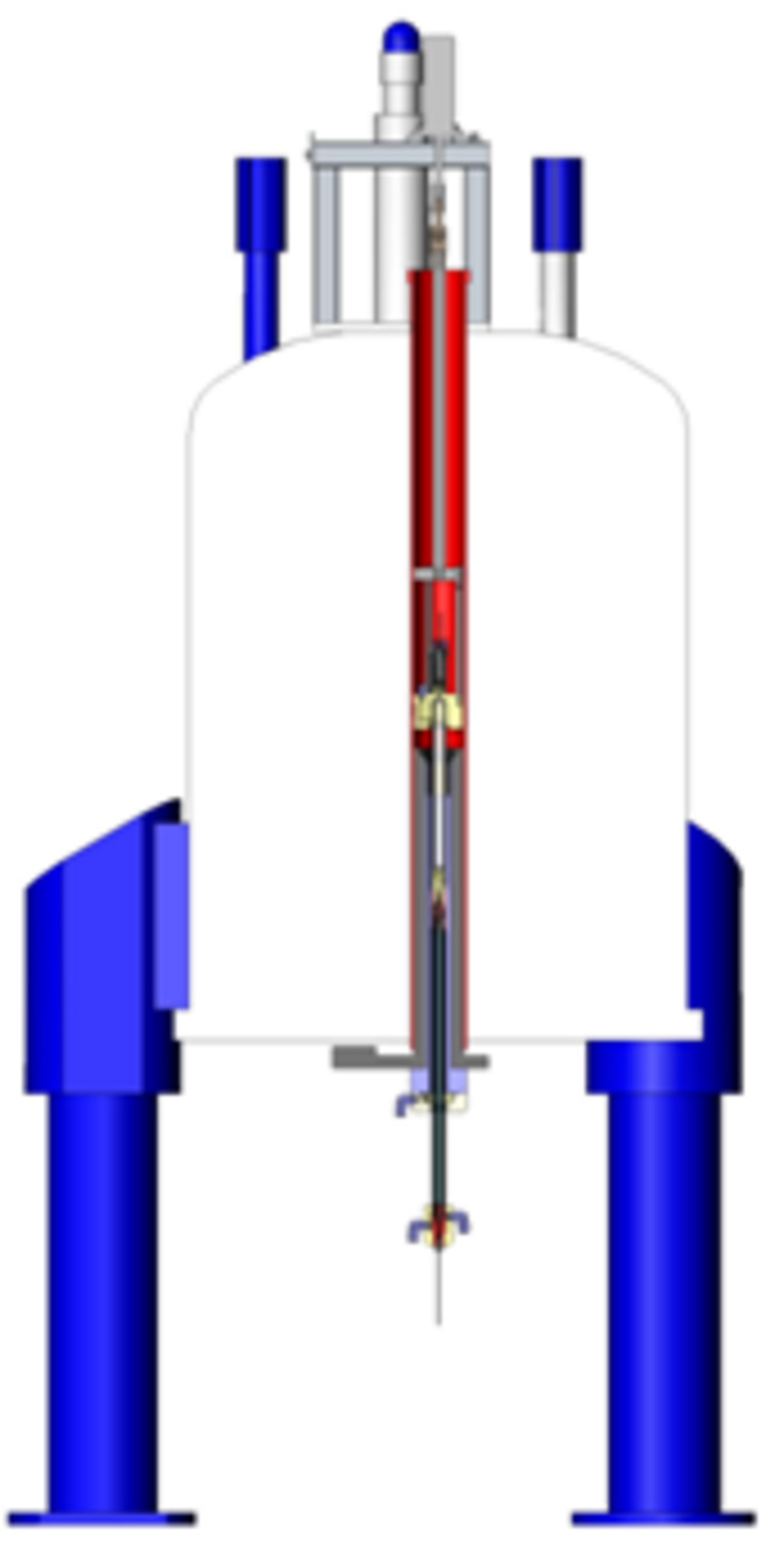 Schemazeichnung der Hochdruck-Durchflusszelle im NMR-Magneten.