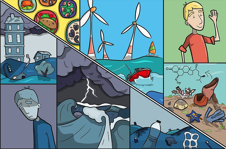 Illustration: Jacob Bentley. Aus: Seas, Oceans & Public Health in Europe, European Marine Board.