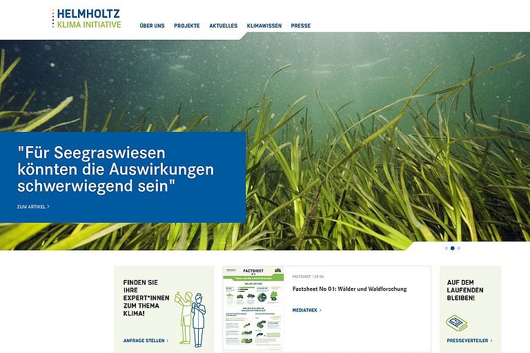 Screenshot Helmholtz-Klima-Initiative