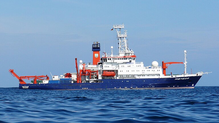 A research vessel at sea