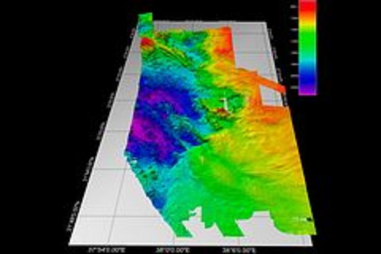 Mit dem neuen Fächerecholot des Forschungsschiff POSEIDON konnten die ersten präzisen Karten vom Hatiba-Tief im Roten Meer erstellt werden. Grafik: IFM-GEOMAR