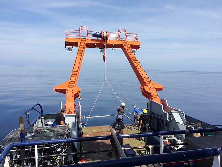 Während der Expedition POS483 im April und Mai 2015 testete ein GEOMAR-Team die Funktionsweise von MARTEMIS am Palinuro-Vulkankomplex im Mittelmeer. Foto: Hannah Grant, GEOMAR