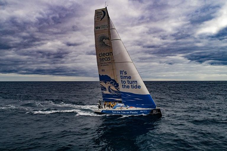 The "Turn the Tide on Plastic" on its way to the Southern Ocean. Photo: Jeremie Lecaudey/Volvo Ocean Race