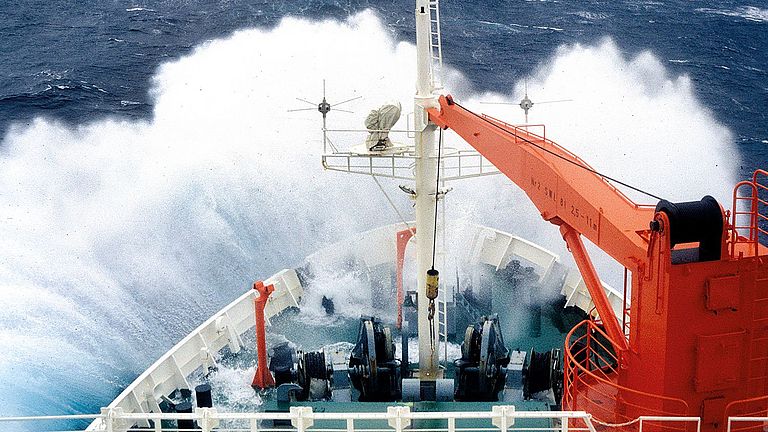METEOR in heavy seas in the North Atlantic