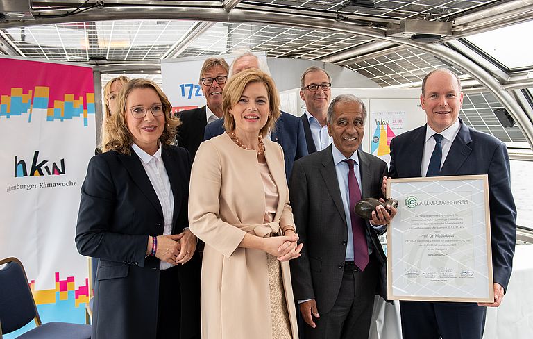 Prof. Dr. Claudia Kemfert (DIW), Bundeslandwirtschaftsministerin Julia Klöckner, Prof. Dr. Mojib Latif und HSH Fürst Albert II. Foto: Rainer Jensen.