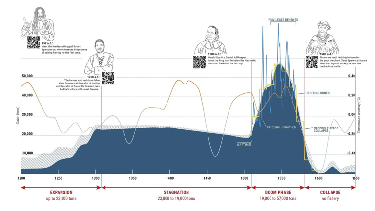 Grafik, die die Heringsfänge über Jahrhunderte zeigt