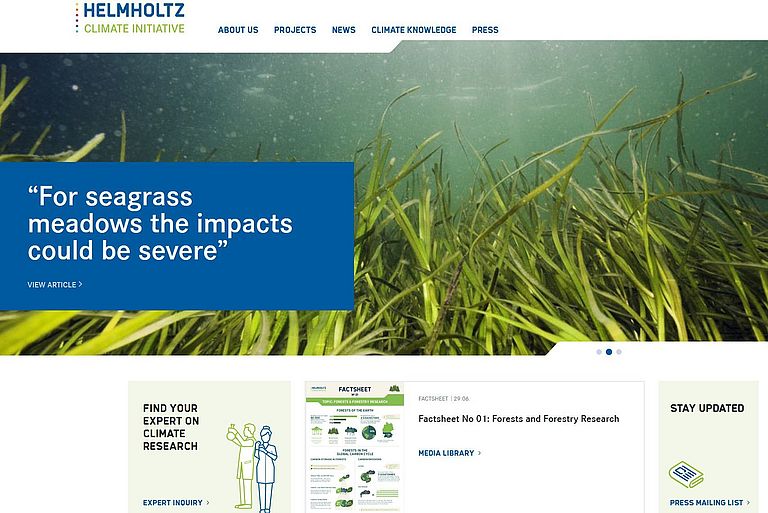 Screenshot Helmholtz Climate Initiative