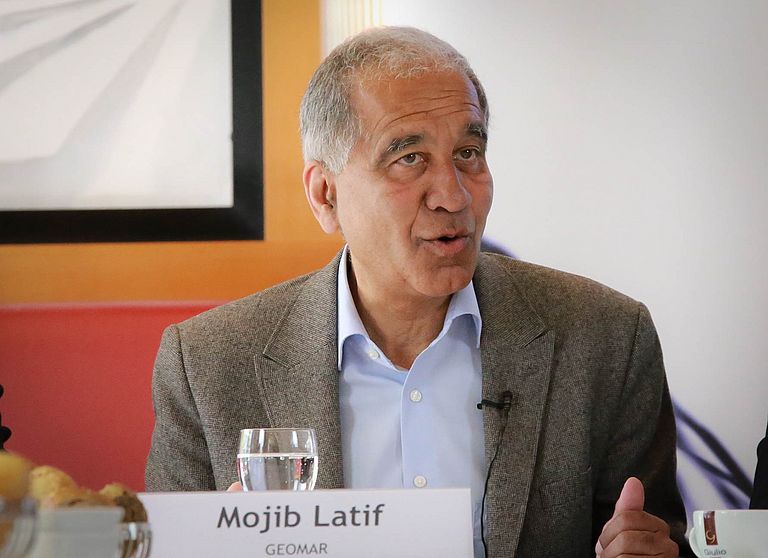 "Kein Erkenntnisproblem, sondern ein Umsetzungsproblem" - Prof. Dr. Mojib Latif, Vorstandsvorsitzender des Deutschen Klimakonsortiums während der Vorstellung des Positionspapiers. © DKK, Foto: S. Sharifi