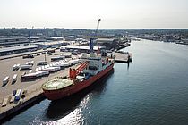 Die AKADEMIK TRYOSHNIKOV Anfang August im Kieler Ostuferhafen. Foto: Jens Klimmeck/GEOMAR