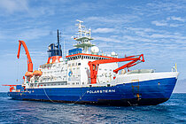 A big research vessel on the sea