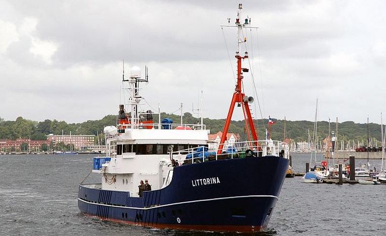 A research vessel on a river