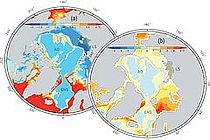 Karte der Ozeantemperaturen am Meeresboden heute und in 100 Jahren. Grafik: Biastoch et al., IFM-GEOMAR