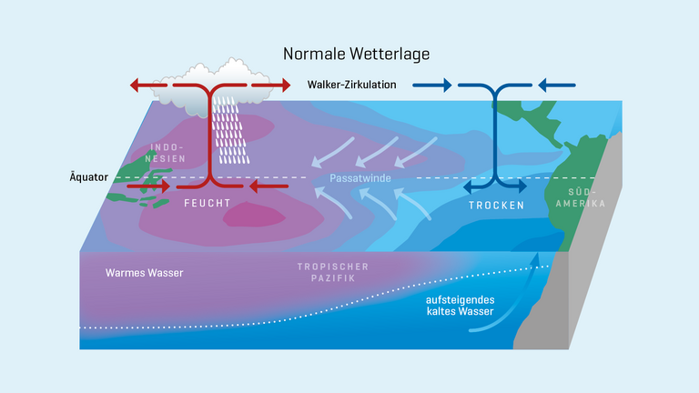 Illustration El Niño: Normale Wetterlage