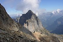 Das Gstellihorn bei Innertkirchen (2855 m üNN, Berner Oberland): bei der Kollision der Alpen ist der ehemalige Meeresboden, der das Gebirge bildet, stark deformiert worden. Die einstigen Sedimente, oberste Schicht eines Meeresbodens, sind hier unter den Granitschichten zum Liegen gekommen – ein spannendes Forschungsfeld der Tektonik. Foto: M. Stipp, GEOMAR