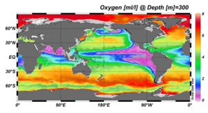 Extension of OMZs in the global ocean. Raw data from Boyer et al. (2009)