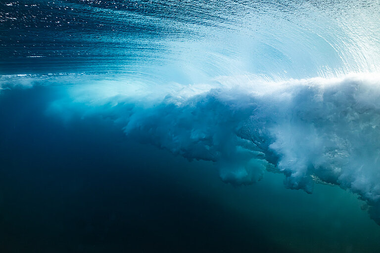 a wave, seen from underwater