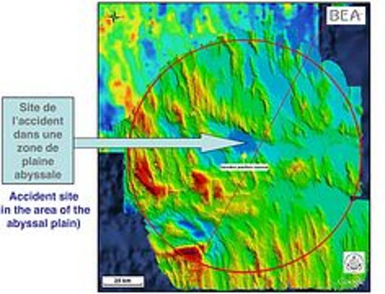 Fundstelle des verschollenen Airbus im Atlantik. Quelle: BEA.