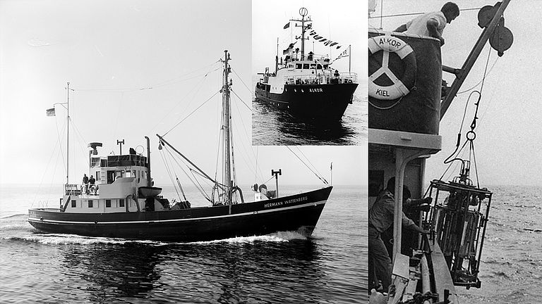 The first measurements at Boknis Eck took place on April 30, 1957, and continued until 1975 with the research vessels Hermann Wattenberg and Alkor (I). 