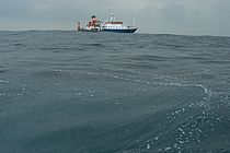 Forschungsschiff ALKO vor dem Blow-out in der südlichen Nordsee im Jahr 2006. Foto: GEOMAR