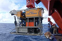 Der ROV KIEL 6000 im Einsatz am mittelatlantischen Rücken. Am 21. Juni ist das außergewöhnliche Spezialgerät ausnahmsweise nicht in der Tiefsee, sondern an Land unterwegs - beim Tag der Meereswissenschaften in Hamburg. Foto: IFM-GEOMAR