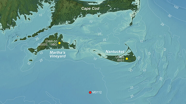 Map of the coast of New England and the surrounding seas 