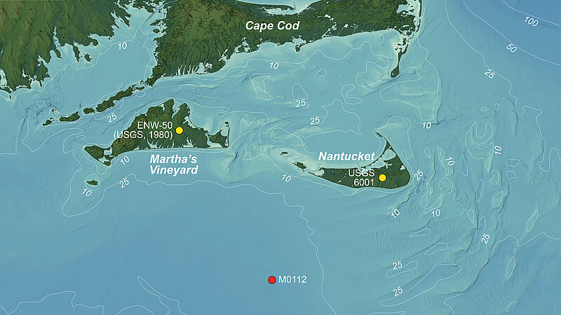 Map of the coast of New England and the surrounding seas 