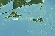 Map of the coast of New England and the surrounding seas 