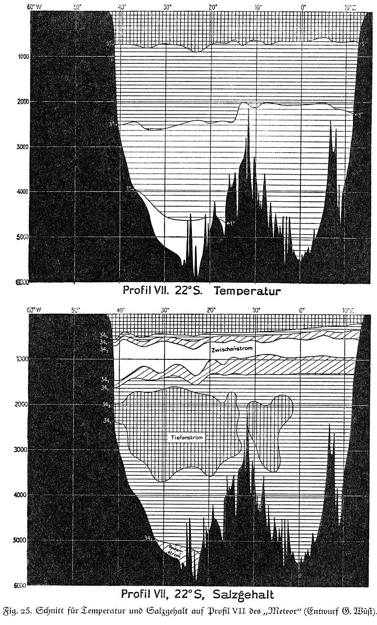 Section for temperature and salinity on profile VII. 