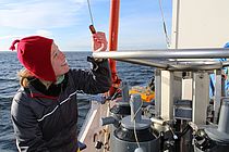 Examination of a water sample during an excursion with the research cutter LITTORINA