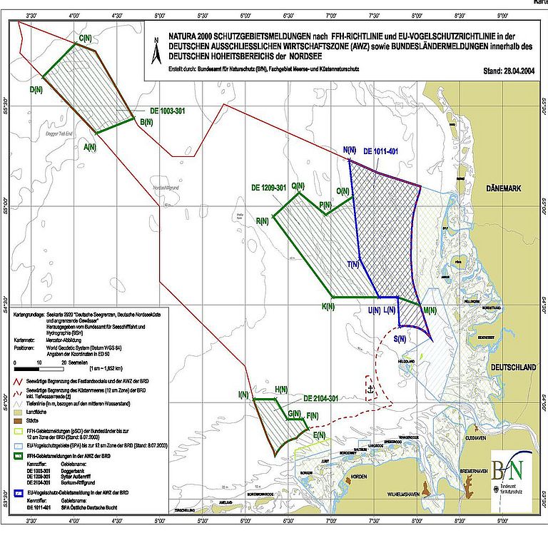 Die Natura 2000-Gebiete in der Nordsee. Grafik BfN