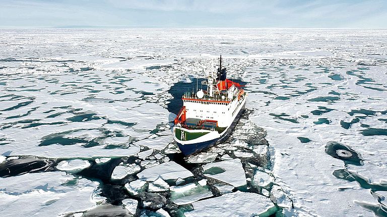 The research icebreaker POLARSTERN at the North Pole