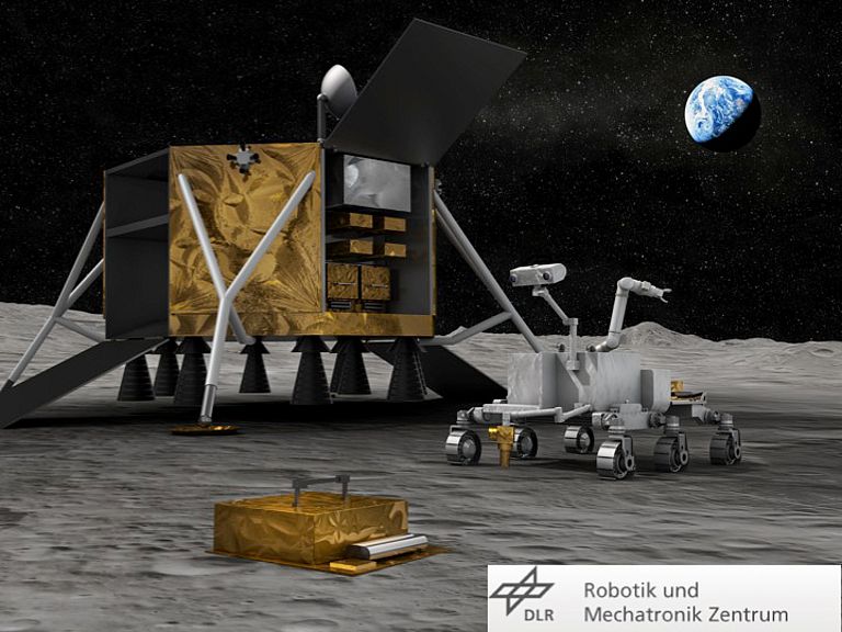 Parallel zum Tiefsee-Crawler werden ähnliche Systeme für Mondmissionen entwickelt. Grafik: DLR