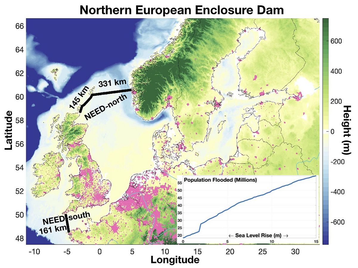 map which shows the location of "Northern European Enclosure Dam"
