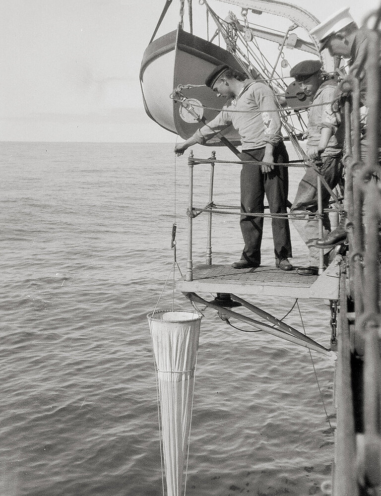 Net fishing with a plankton net.