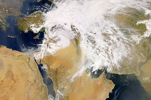 Satellite image of the Middle East.